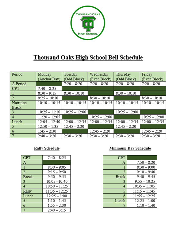 23 24 Bell Schedule